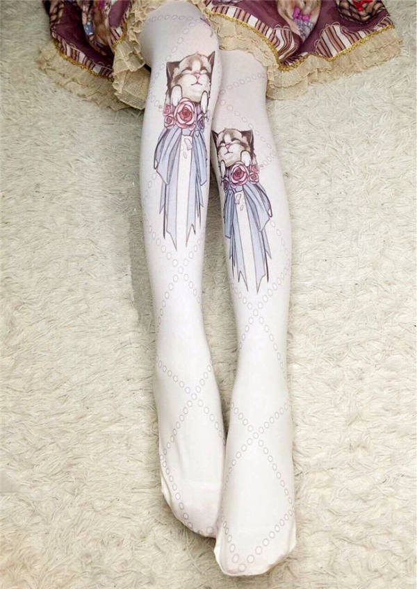 The Cat Handle~120D Printed Lolita  tights -OUT