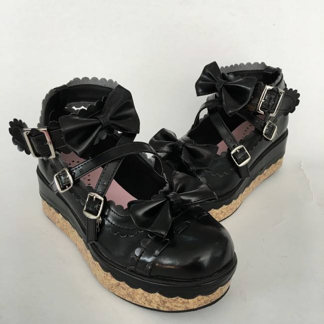 Shiny Purple Bows Lolita Shoes