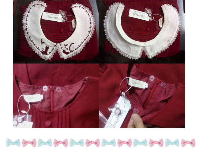 Little Dipper  ~Cat + Moon + Stars~ Embroidery Lolita Long Sleeves OP Dress - In Stock