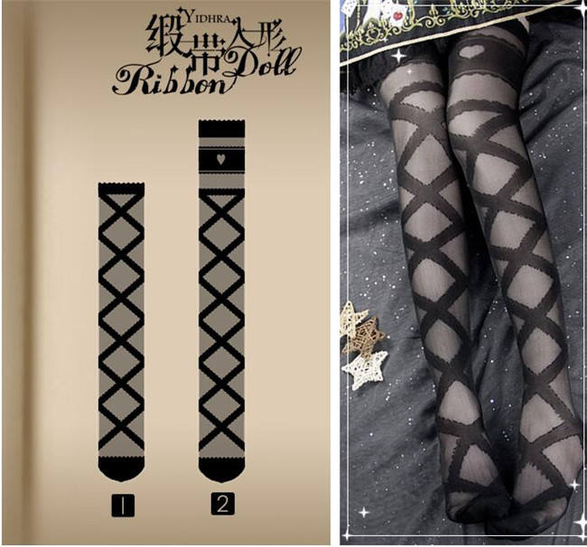 Yidhra Ribbon Doll Lolita Above Knee Socks