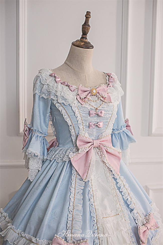 Moira~ Lolita Short Sleeves OP Dress -Sax Size XL In Stock