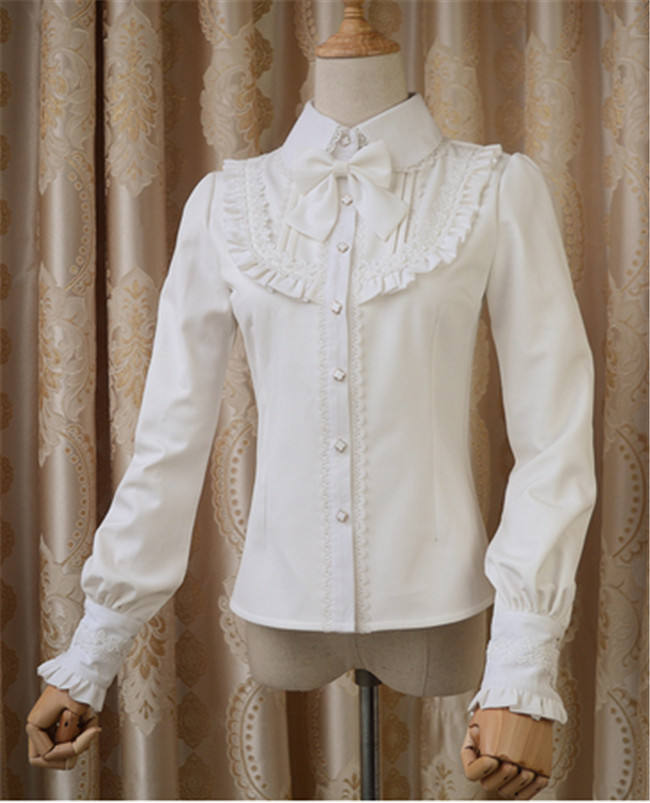 Elegant Thickening Thermal Lolita Lapel Blouse for Winter