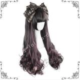 70cm Black Purple Curls Lolita Wig