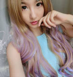 Girl's Sweet Brown to Purple Long Curls Lolita Wig