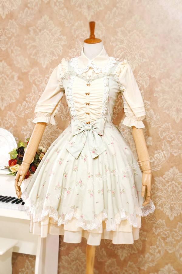 Elegant Sweet Lolita Jumper Dress with Flower Prints