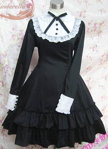 Long Sleeves Bow Cotton Dark Blue S - IN STOCK