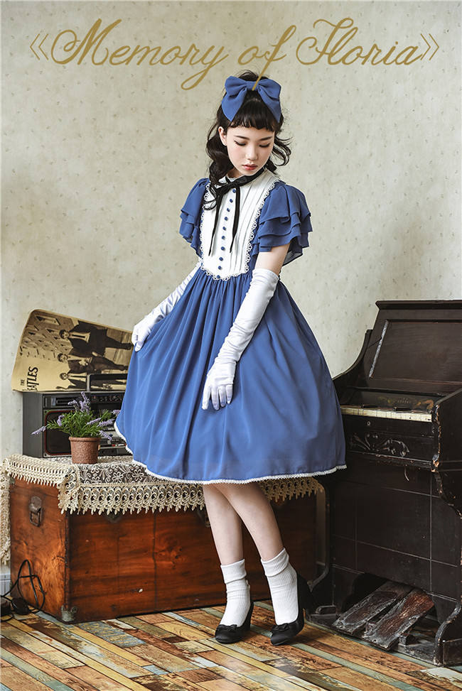Memory of Floria~ Vintage Lolita OP Short/Long Version-Ready Made