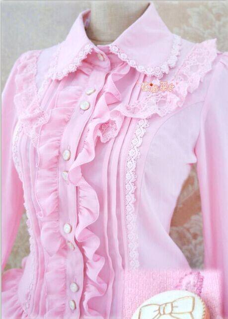 Rococo Style Lace Lolita Shirt Silk and Linen 5 Colors