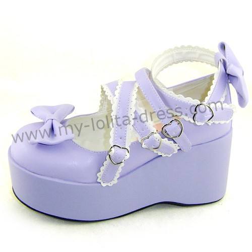 Purple Bow Straps Lolita Platform Shoes