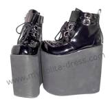 Black Shiny Belts High Soles Lolita Shoes