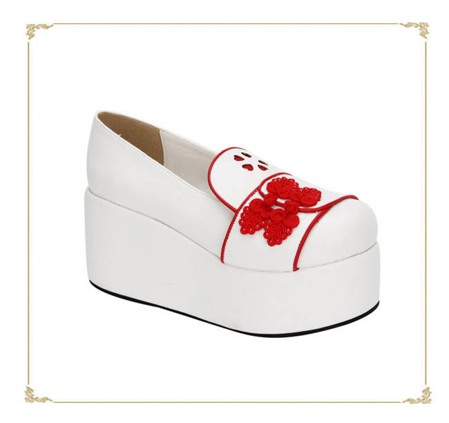 Angelic Imprint- Sweet Double Bows Embroidery Round Toes Qi Lolita High Platform Shoes
