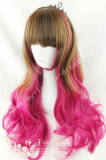 Saddle Brown Deep Pink Curls Lolita Wig