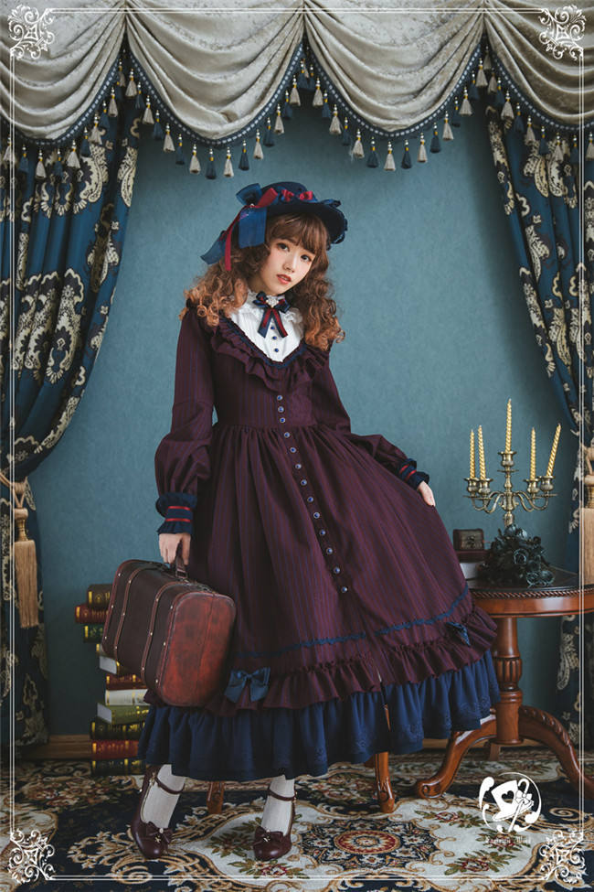 The Florentine Traveller~ College Style Lolita Long Sleeves OP  -Ready Made