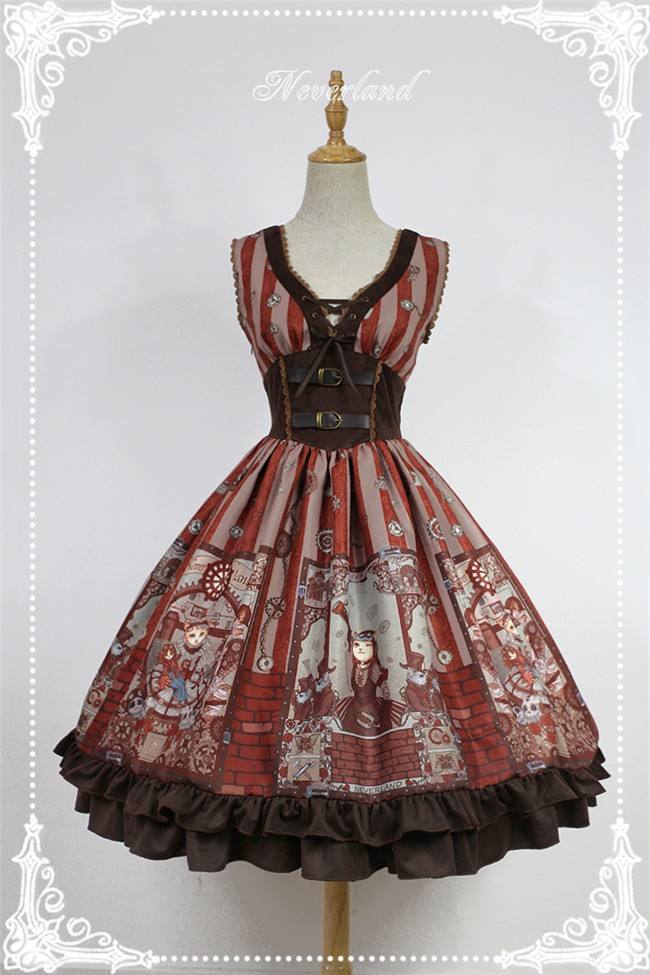 Neverland Lolita -Steampunk Cat- Lolita V-neck Corset JSK -Pre-order