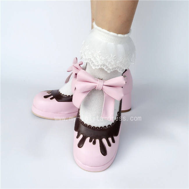 Sweet Black With Coffee Lolita Heels Shoes