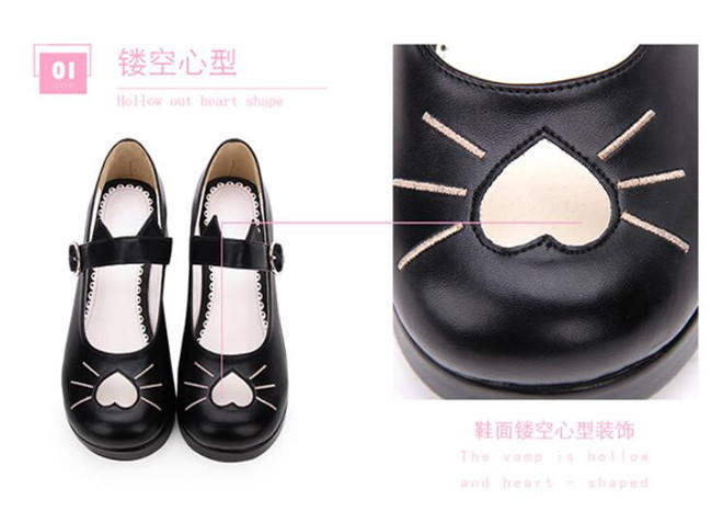 Angelic Imprint- Heart Shaped Embroidery -Sweet Lolita Shoes