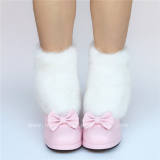 Beautiful Pink Imitation Bunny Furs Loita Heels Shoes