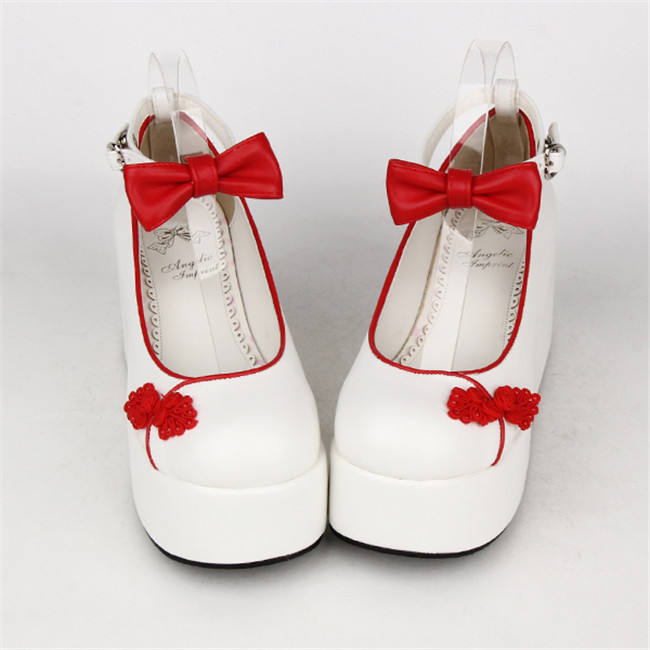Angelic Imprint- Elegant Bow Embroidery Qi Lolita High Platform Shoes