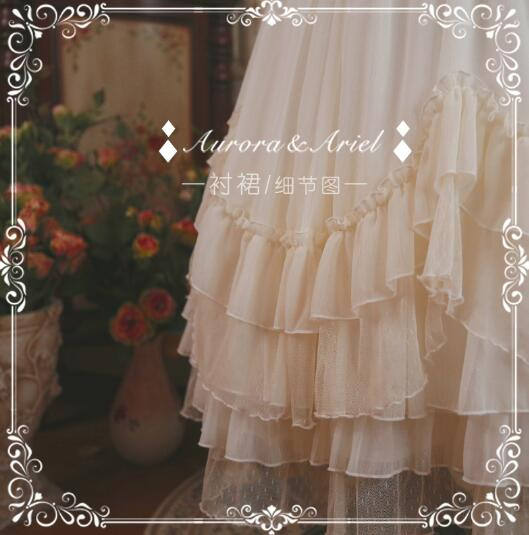 Gold Silk Chiffon Elegant Lolita Skirt/Petticoat 68cm/85cm