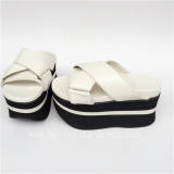 High Platform Black Matte Cross Belts Lolita Sandals
