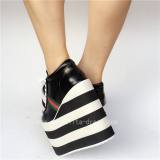 Black with White Lolita High Platform Shoes