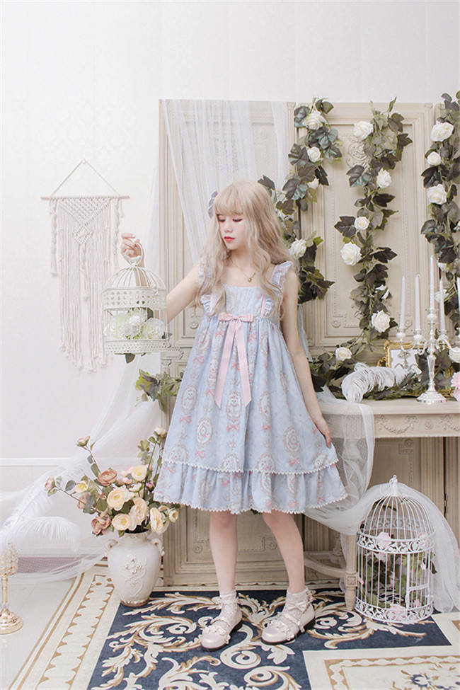 The Kittens In The Frame~ Sweet Lolita Printed JSK High Waist Pink Size S - In Stock