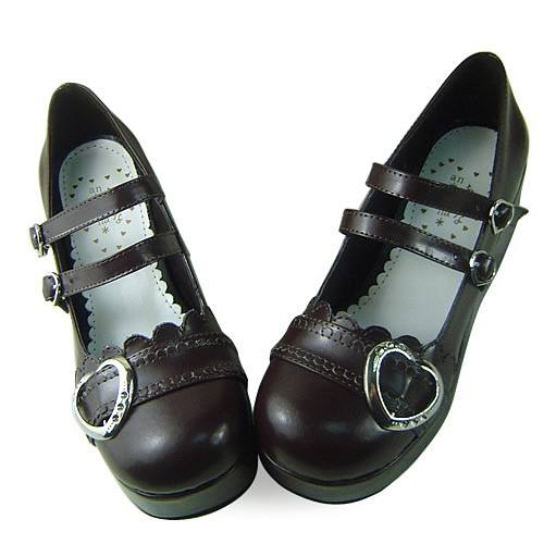 Sweet Heart Dark Coffee Lolita Shoes