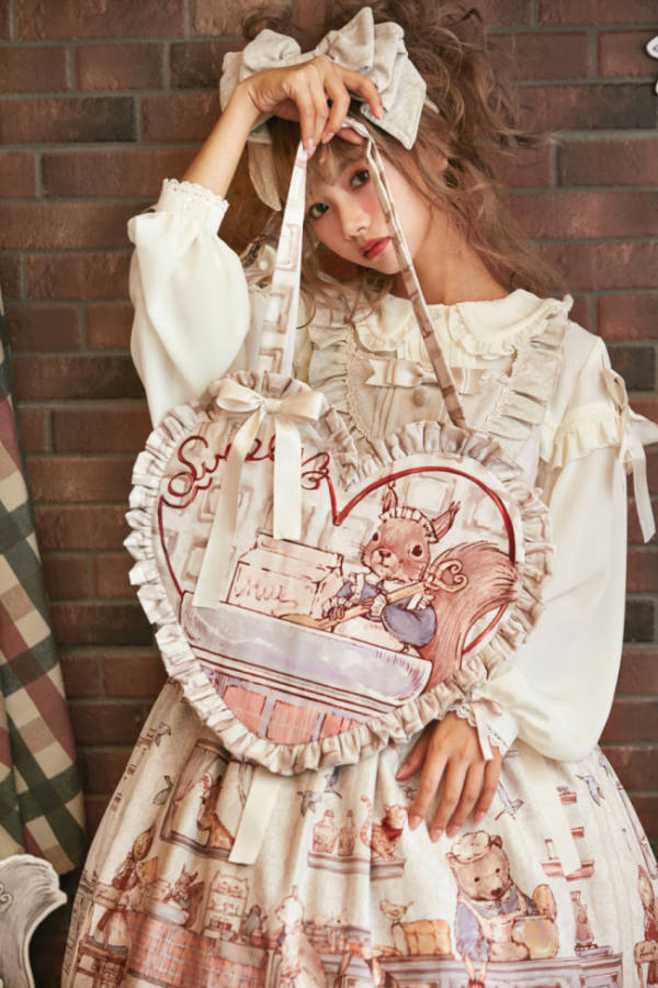 Annie's Breakfast~ Heart Shaped Lolita Pillow Bag -Ready Made out