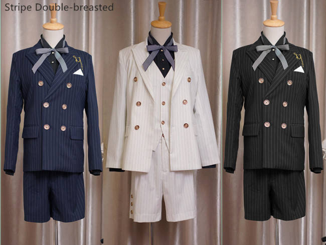 Stripe Series -Ouji Lolita Full Set [--Coat + Vest + Short Pants --]