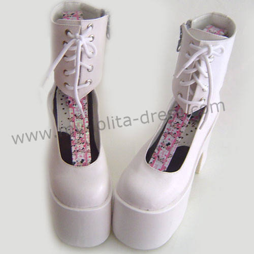 White Ankle High Lolita Platform Shoes