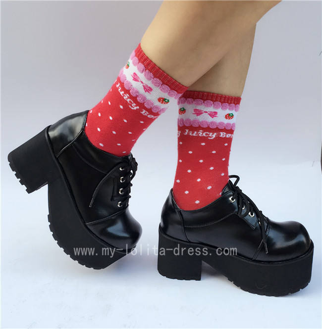 Gothic Black Lolita Heels Shoes with Platform