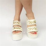 High Platform White Matte Lolta Sandals