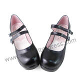 Black Double Strap Lolita Shoes