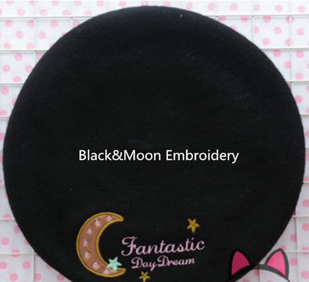 Swimmer Wool Sweet Embroidery Lolita Beret In Stock