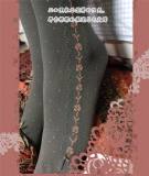 Yidhra -The Song of Vine- 120D Velvet Lolita Tights with Side Vines Pattern out