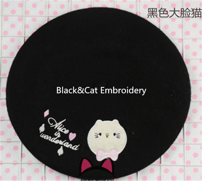 Swimmer Wool Sweet Embroidery Lolita Beret In Stock