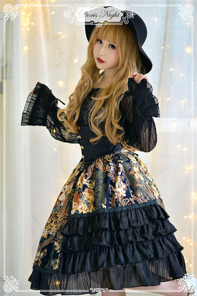 The Night Rose~ Pure Cotton Jacquard Lolita Skirt