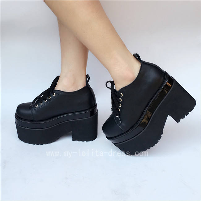 Glossy Black Lolita Heels High Platform