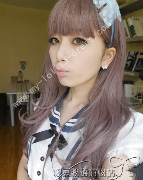 Purple Brown Curls Lolita Wig
