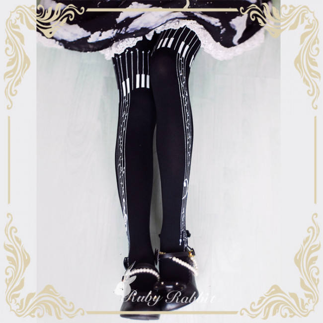 Ruby Rabbit ~To Alice~ Piano Printed Lolita Tights