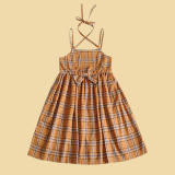Tanaka Cotton Plaid Cross Straps Lolita Dress Blue L In Stock-out