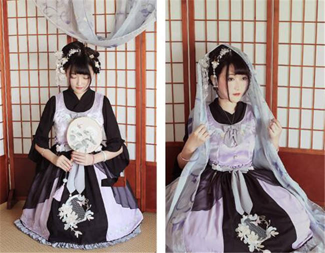The Inlaid Harp ~Qi Lolita JSK Dress With Overskirt