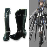 Gothic Black Shaft Black Square Heel Boots