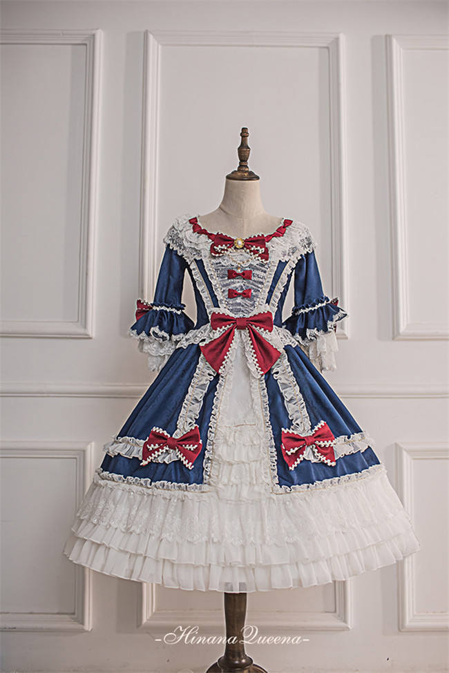 Moira~ Lolita Short Sleeves OP Dress -Sax Size XL In Stock