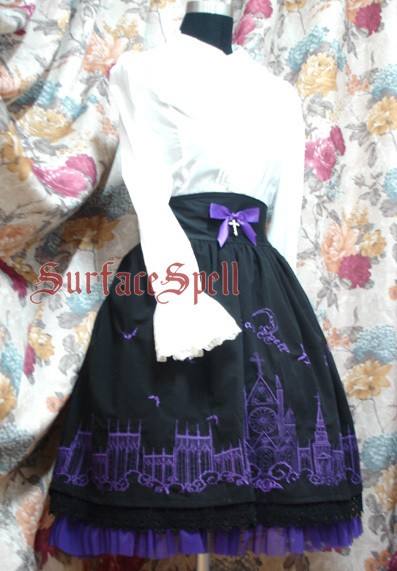Surface Spell Gothic Moonlight Cathedral Embroidery Lolita Skirt