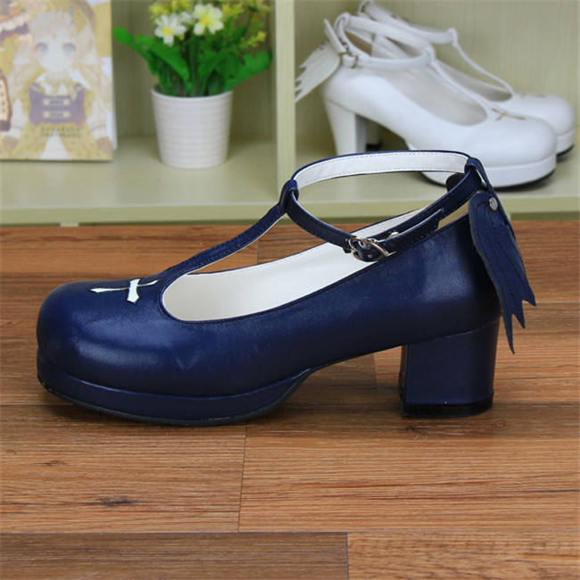 Angelic Imprint- Sweet T-shaped Straps Lolita Square Heel Shoes with Detachable Angel Wings