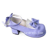 Beautiful Sweet Black And Purple Bow Shoes O