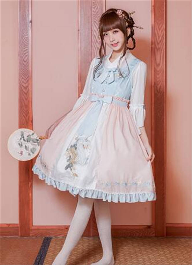 The Inlaid Harp ~Qi Lolita JSK Dress With Overskirt