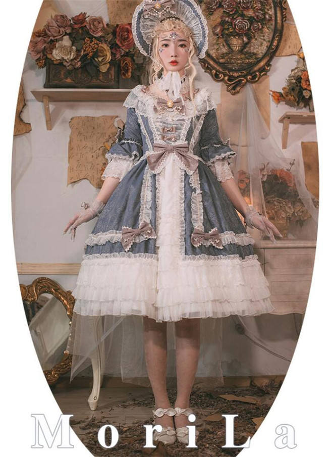 Moira~ Lolita Short Sleeves OP Dress -Sax Size XL In Stock