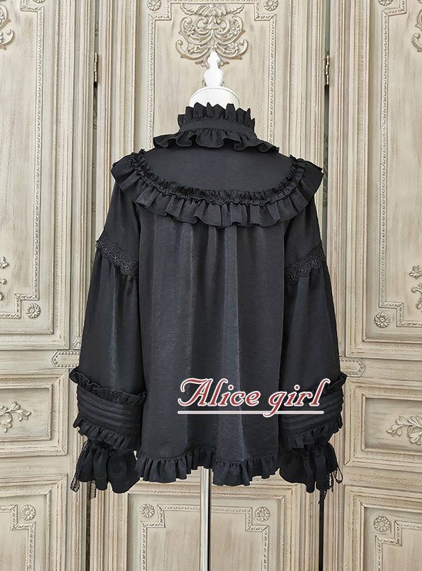Alice Girl ~Gingham Teddy Vintage Velvet Lolita Blouse - Black Size L  In Stock
